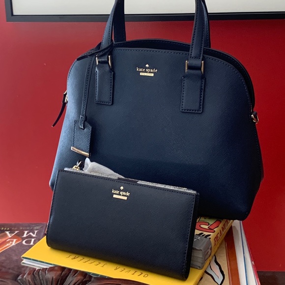 kate spade MATCHING SET! Purse & Wristlet + Wallet NWT Navy Blue - Picture 4 of 14